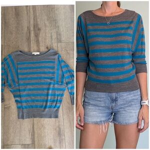 Striped Gray and Blue Women's Sweater